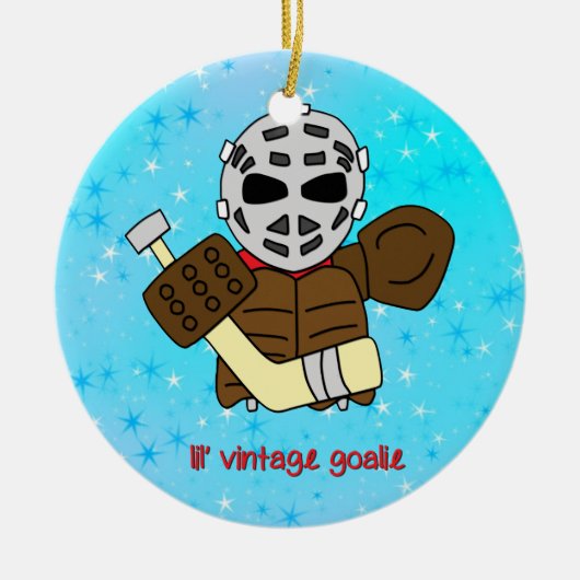 Kerstversiering, Cute Hockey Goalie Keramisch Ornament (Voorkant)