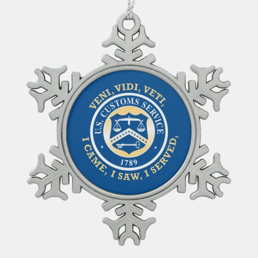 kerstversiering douanedienst Verenigde Staten Tin Sneeuwvlok Ornament (Voorkant)