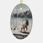 kerstversiering Elk in sneeuw Keramisch Ornament (Links)