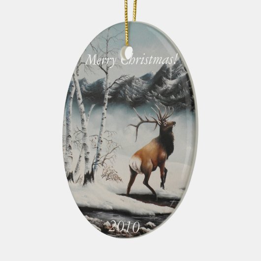 kerstversiering Elk in sneeuw Keramisch Ornament (Links)