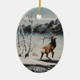 kerstversiering Elk in sneeuw Keramisch Ornament