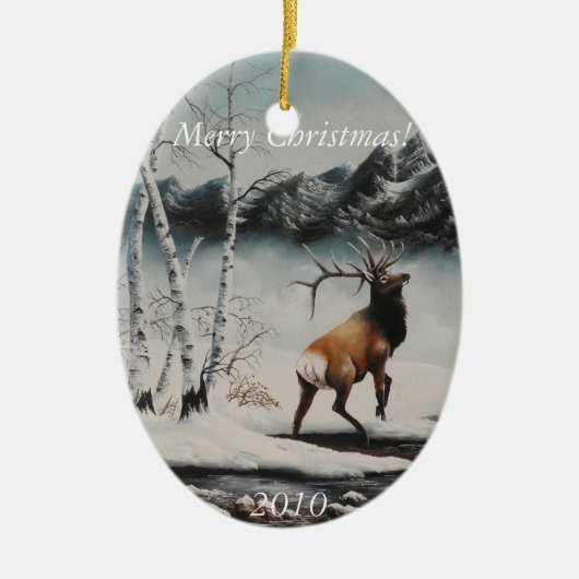 kerstversiering Elk in sneeuw Keramisch Ornament (Voorkant)