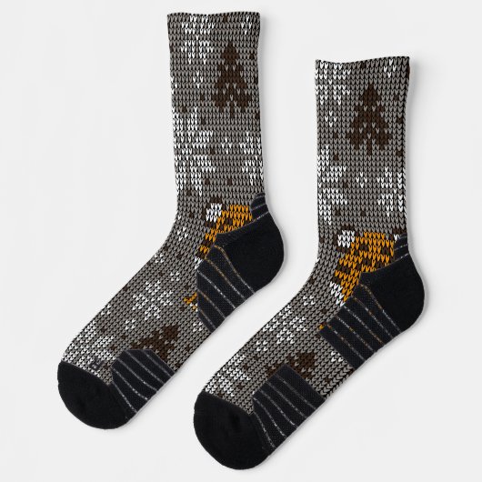 Kerstversiering en Bomen Retro classy patroon Sokken (Links)