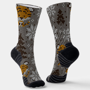 Kerstversiering en Bomen Retro classy patroon Sokken