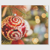 Kerstversiering en kerstverlichting cadeaupapier (Vlak)