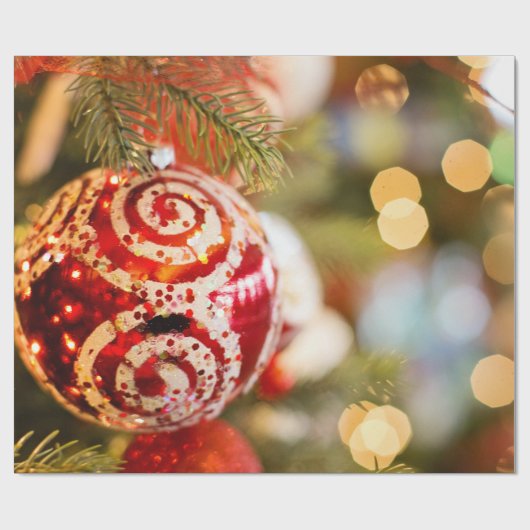 Kerstversiering en kerstverlichting cadeaupapier (Vlak)