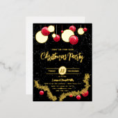 Kerstversiering en sneeuw folie feestdagen briefkaart (Voorkant / Achterkant)