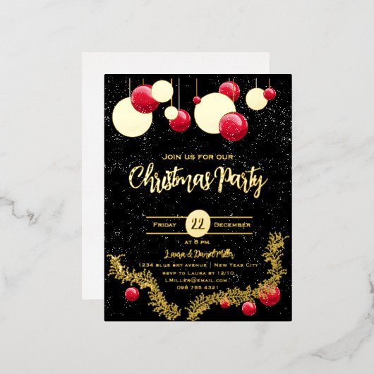 Kerstversiering en sneeuw folie feestdagen briefkaart (Voorkant / Achterkant)