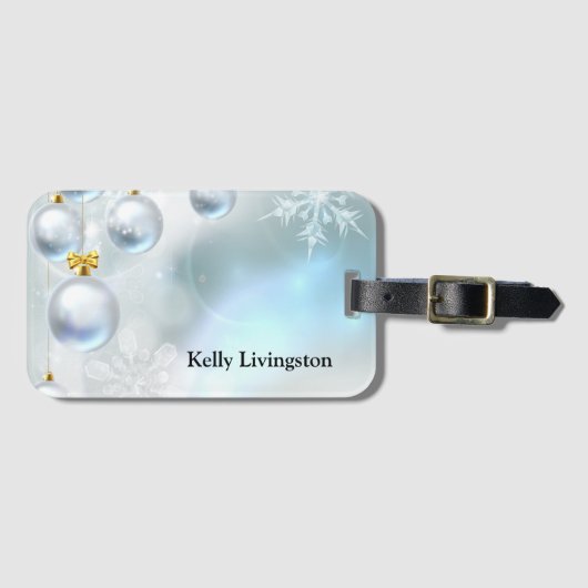 kerstversiering en sneeuwvlokken bagagelabel (Voorkant (horizontaal))