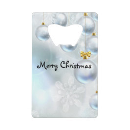 kerstversiering en sneeuwvlokken creditkaart flessenopener