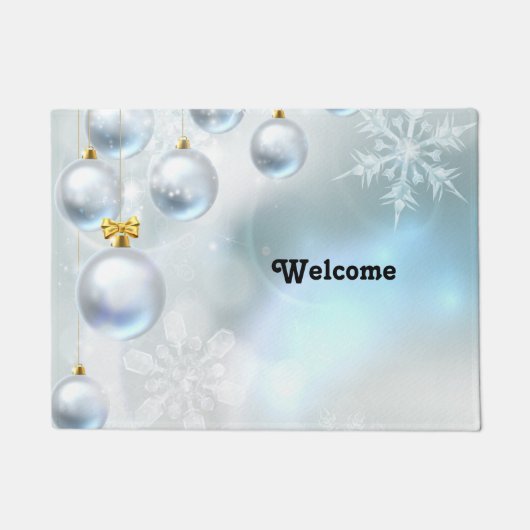 kerstversiering en sneeuwvlokken deurmat (Voorkant)