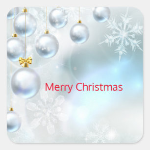 kerstversiering en sneeuwvlokken   vierkante sticker