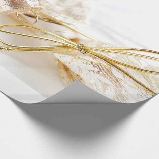 Kerstversiering Fancy gouden witte glitter Cadeaupapier (Hoek)