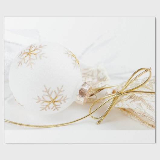 Kerstversiering Fancy gouden witte glitter Cadeaupapier (Vlak)