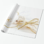 Kerstversiering Fancy gouden witte glitter Cadeaupapier (Uitgerold)