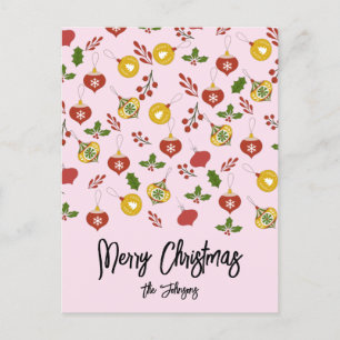 kerstversiering Festive Greenery Pink Briefkaart
