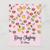 kerstversiering Festive Greenery Pink Briefkaart (Voorkant)