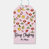 kerstversiering Festive Greenery Pink Cadeaulabel (Voorkant)