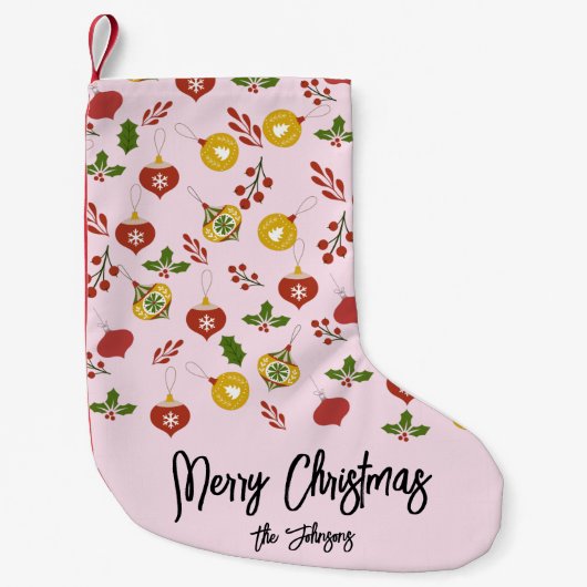 kerstversiering Festive Greenery Pink Kleine Kerstsok (Voorkant)
