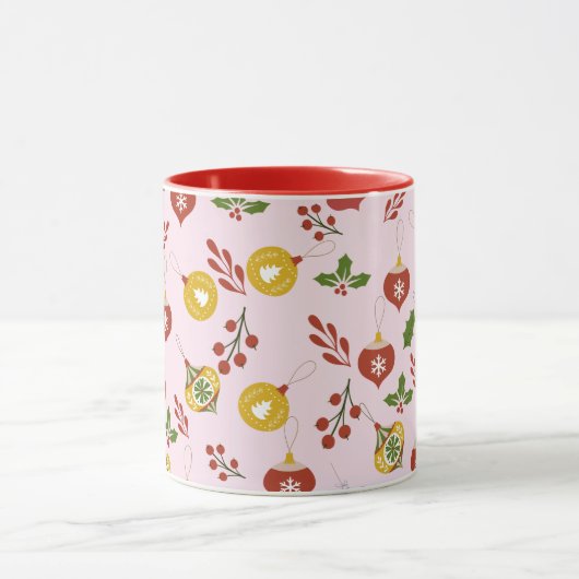 kerstversiering Festive Greenery Pink Mok (Midden)