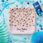 kerstversiering Festive Greenery Pink Papieren Bordje (Feest)