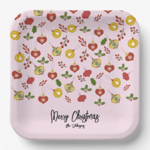 kerstversiering Festive Greenery Pink Papieren Bordje