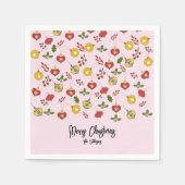 kerstversiering Festive Greenery Pink Servet (Voorkant)