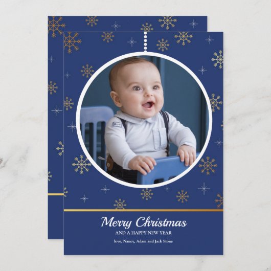 Kerstversiering Foto Kerstkaart (Voorkant / Achterkant)