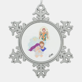 Kerstversiering: Geboorte van Christus Tin Sneeuwvlok Ornament