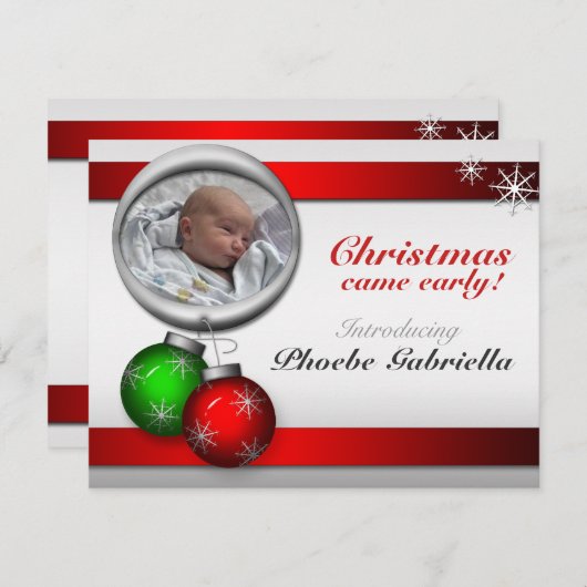 Kerstversiering Geboorteaankondigingen Feestdagenkaart (Voorkant / Achterkant)