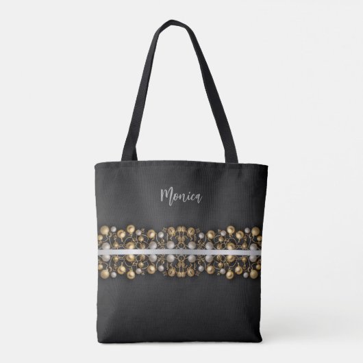 Kerstversiering gepersonaliseerd monogram cadeau tote bag (Achterkant)