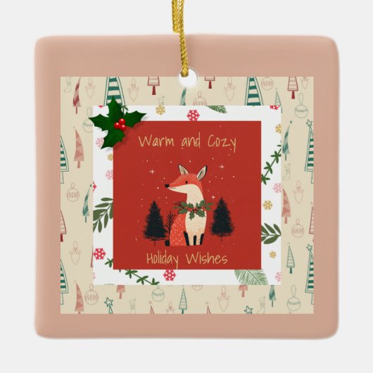 Kerstversiering Gepersonaliseerde Gezellige Wensen Keramisch Ornament (Voorkant)