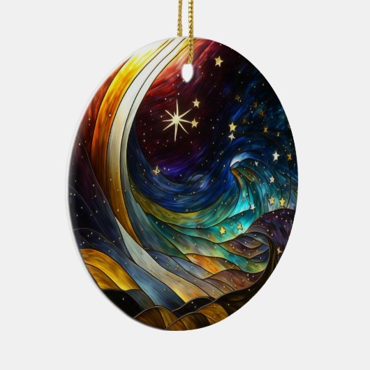 Kerstversiering gestileerde Comet Illustratie Keramisch Ornament (Rechts)