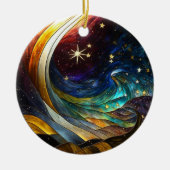 Kerstversiering gestileerde Comet Illustratie Keramisch Ornament (Voorkant)