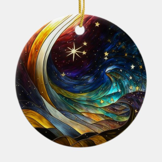 Kerstversiering gestileerde Comet Illustratie Keramisch Ornament (Voorkant)