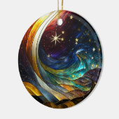 Kerstversiering gestileerde Comet Illustratie Keramisch Ornament (Links)
