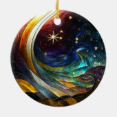 Kerstversiering gestileerde Comet Illustratie Keramisch Ornament (Achterkant)