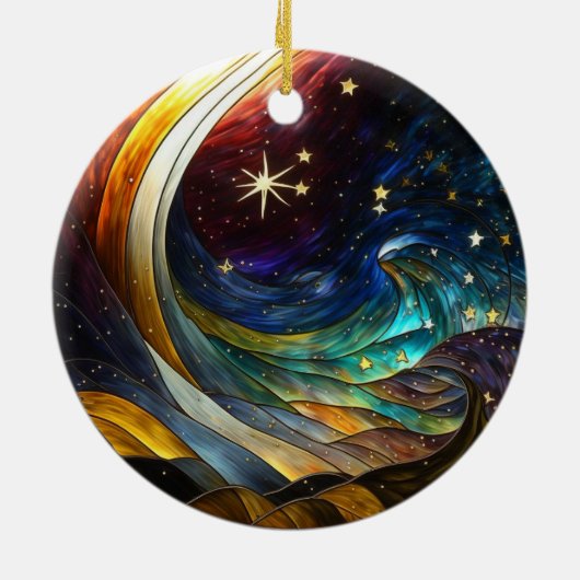 Kerstversiering gestileerde Comet Illustratie Keramisch Ornament (Achterkant)