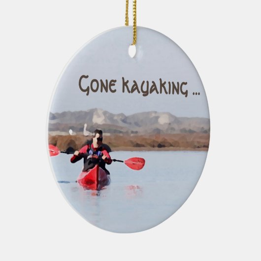 kerstversiering "Gone Kayaking" Keramisch Ornament (Rechts)