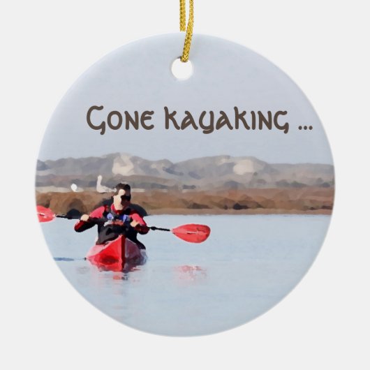 kerstversiering "Gone Kayaking" Keramisch Ornament (Voorkant)