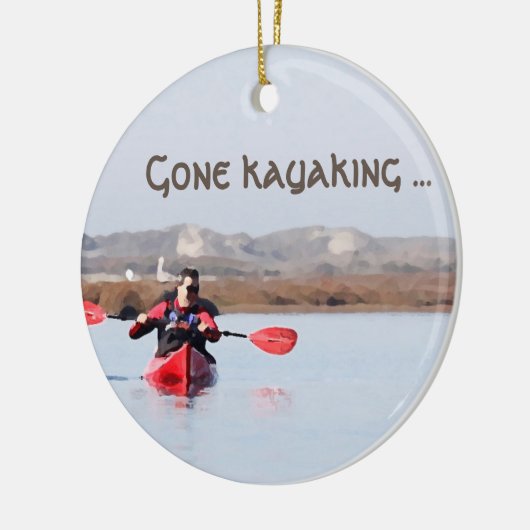 kerstversiering "Gone Kayaking" Keramisch Ornament (Links)