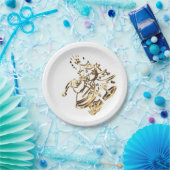 kerstversiering gouden legant papieren bordje (Feest)