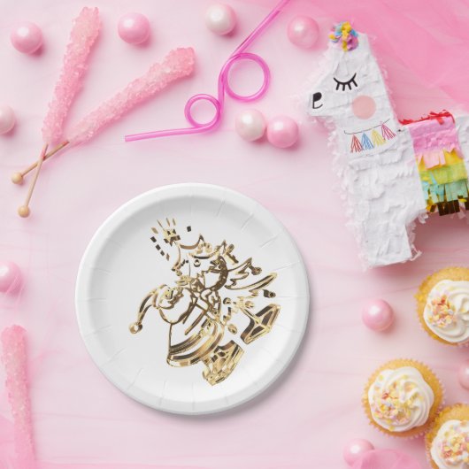 kerstversiering gouden legant papieren bordje (Feest)