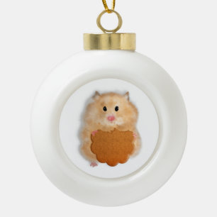 kerstversiering, hamster met biscuit keramische bal ornament