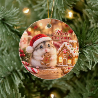 Kerstversiering Hamsterhuisje van Gemberkoek Keramisch Ornament