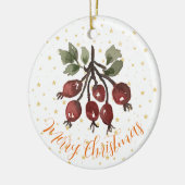 Kerstversiering Handbeschilderd Waterverf Roos Heu Keramisch Ornament (Links)