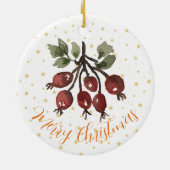 Kerstversiering Handbeschilderd Waterverf Roos Heu Keramisch Ornament (Achterkant)