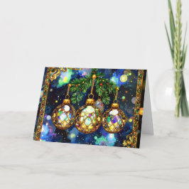 Kerstversiering hangend aan de takken van de boom feestdagen kaart