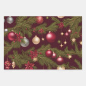 Kerstversiering hangt aan kerstboom inpakpapier vel (Voorkant)