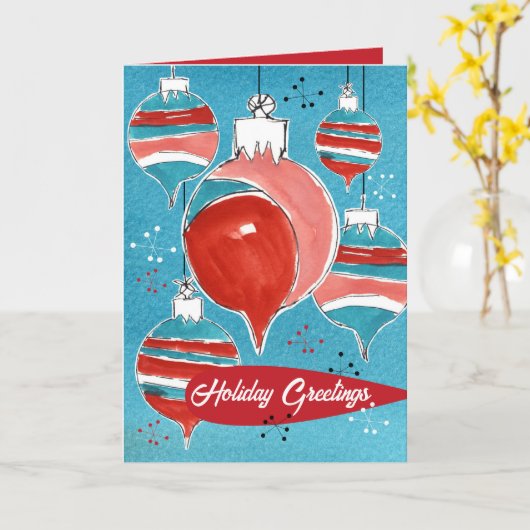 Kerstversiering Happy Holiday Greetings Kaart (Gele Bloem)